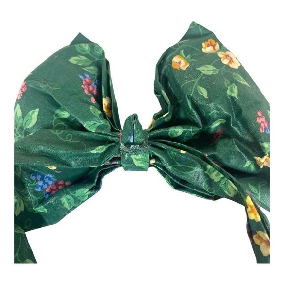 Longaberger Large 27" Fabric Bow - Spring Green Garden Flowers Chair Back Basket - Picture 3 of 4